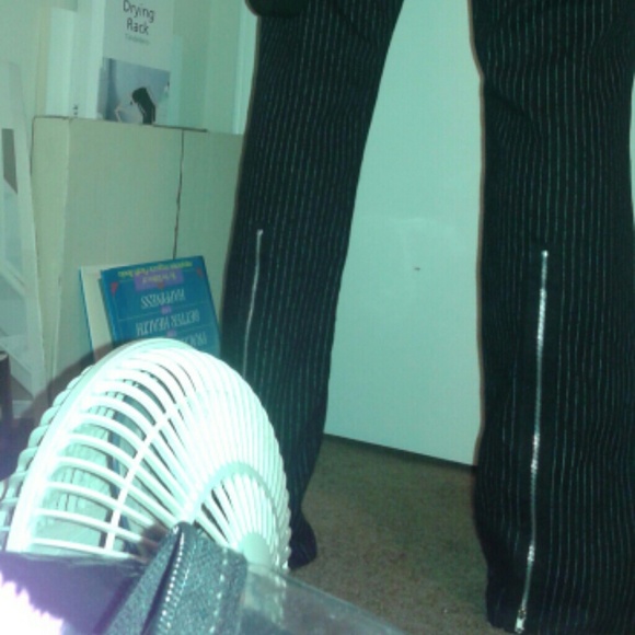 Black zippered goth/punk striped pants - Hot Topic cyberpunk grunge - Picture 3 of 4